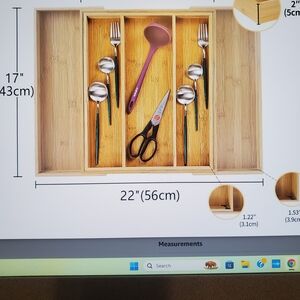 Bamboo Utensil Organizer for Cutlery and Scissors